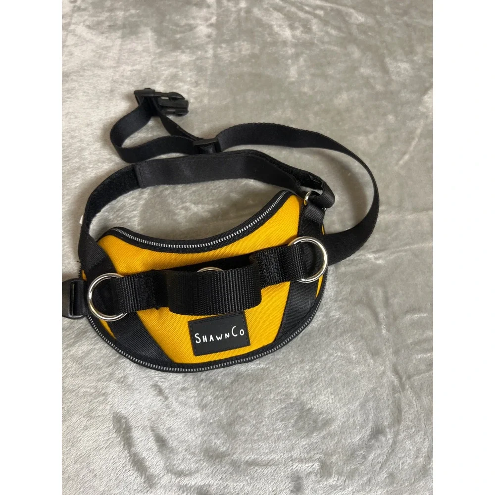 ShawnCo Essential Dog Harness Yellow Black Reflective‎ Padded Mesh/ D ring Small